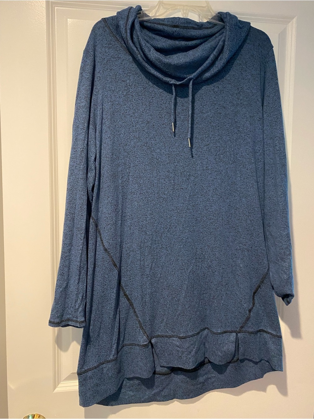 Midnight Women's Cozy Cowl Neck Tunic Sweatshirt Dress Blue, Sz M